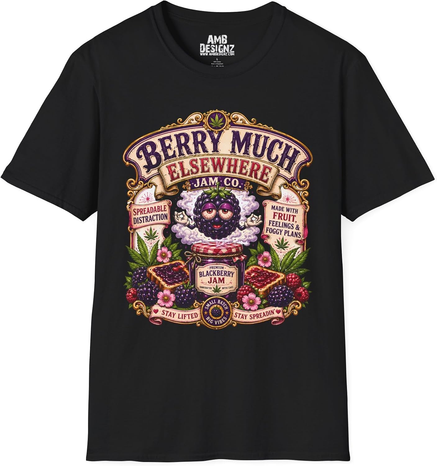 Berry Much Elsewhere Jam Co Funny Cannabis Jam Parody Graphic Shirt, Funny 420 Weed Graphic Tee Gift Men and Women