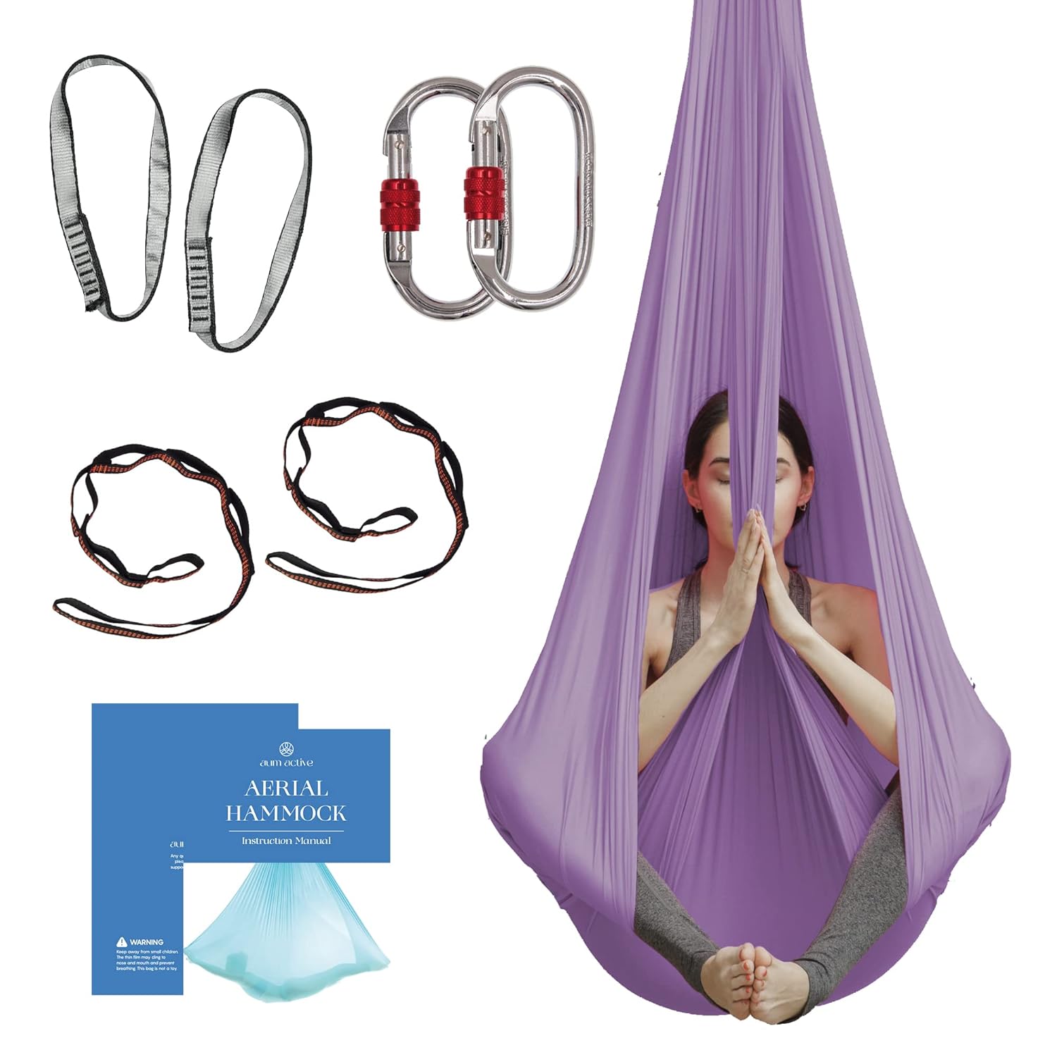 Aum Active Aerial Yoga Hammock Include Aerial Silk Fabric, Carabiners
