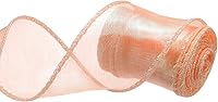 Vista 28 de MECCANIXITY Cinta de Organza Transparente con Alambre Brillante de 2 3/8" de Ancho, Cintas de Gasa Iridiscente Pastel de 3 Yardas Color Beige