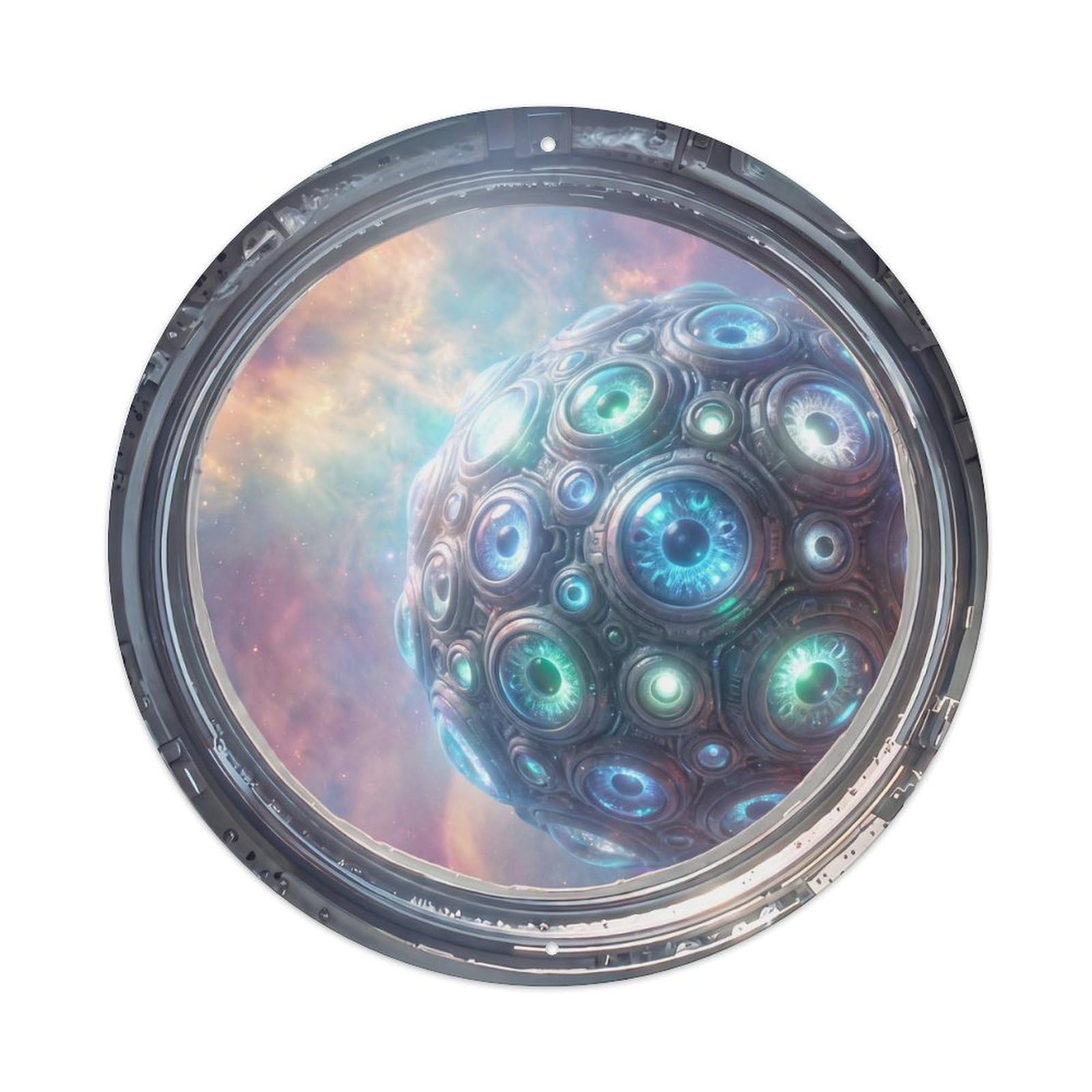 Metal Tin Sign Alien Sphere Creature from Space Station Porthole