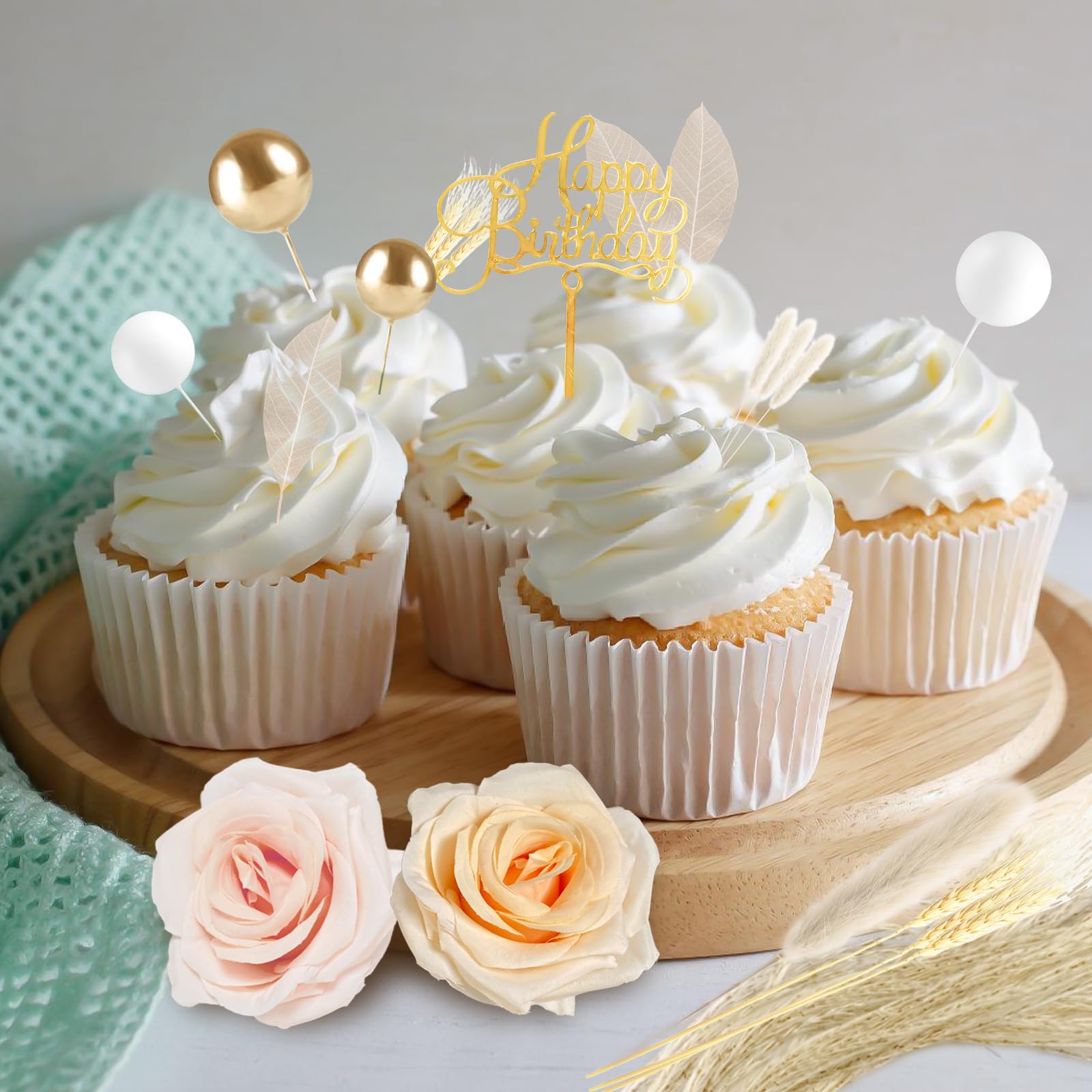 Déco Gâteau Bohème YIYICO - Lot 11 Pièces Fleurs Feuilles Palmier - Anniversaire Fête Créative