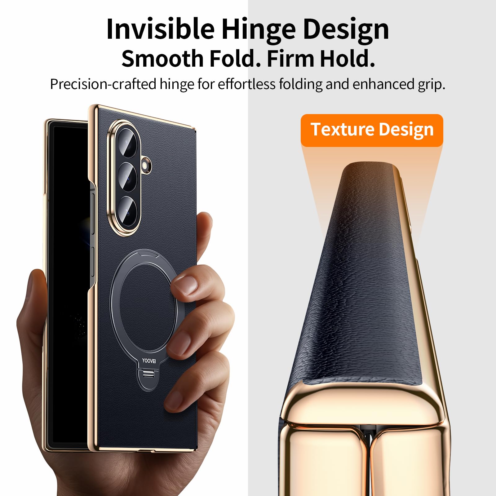 Magnetic for Samsung Galaxy Z Fold 7 Case Luxury Leather [Hinge