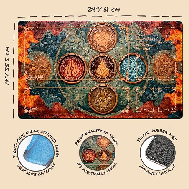 Foto 2 de 5 de MTG - Tapete de juego, con bolsa de almacenamiento impermeable negra, tamaño 60 x 35 cm, con zona MTG, bordes…