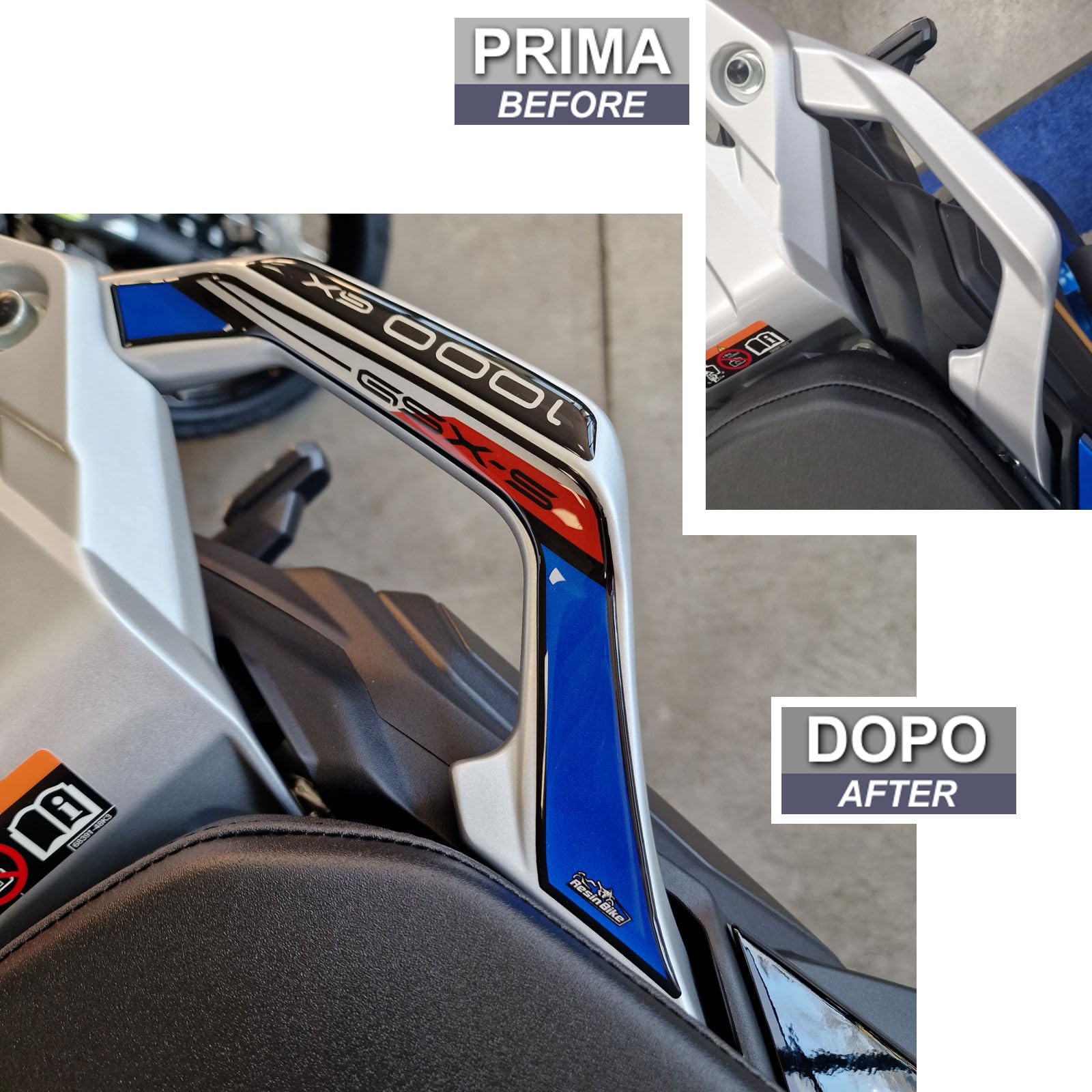 Resin Bike Adesivi Moto Resinati 3D Per Suzuki GSX-S 1000 GX 2024-2025 - Blu, Protezione Maniglie Passeggero