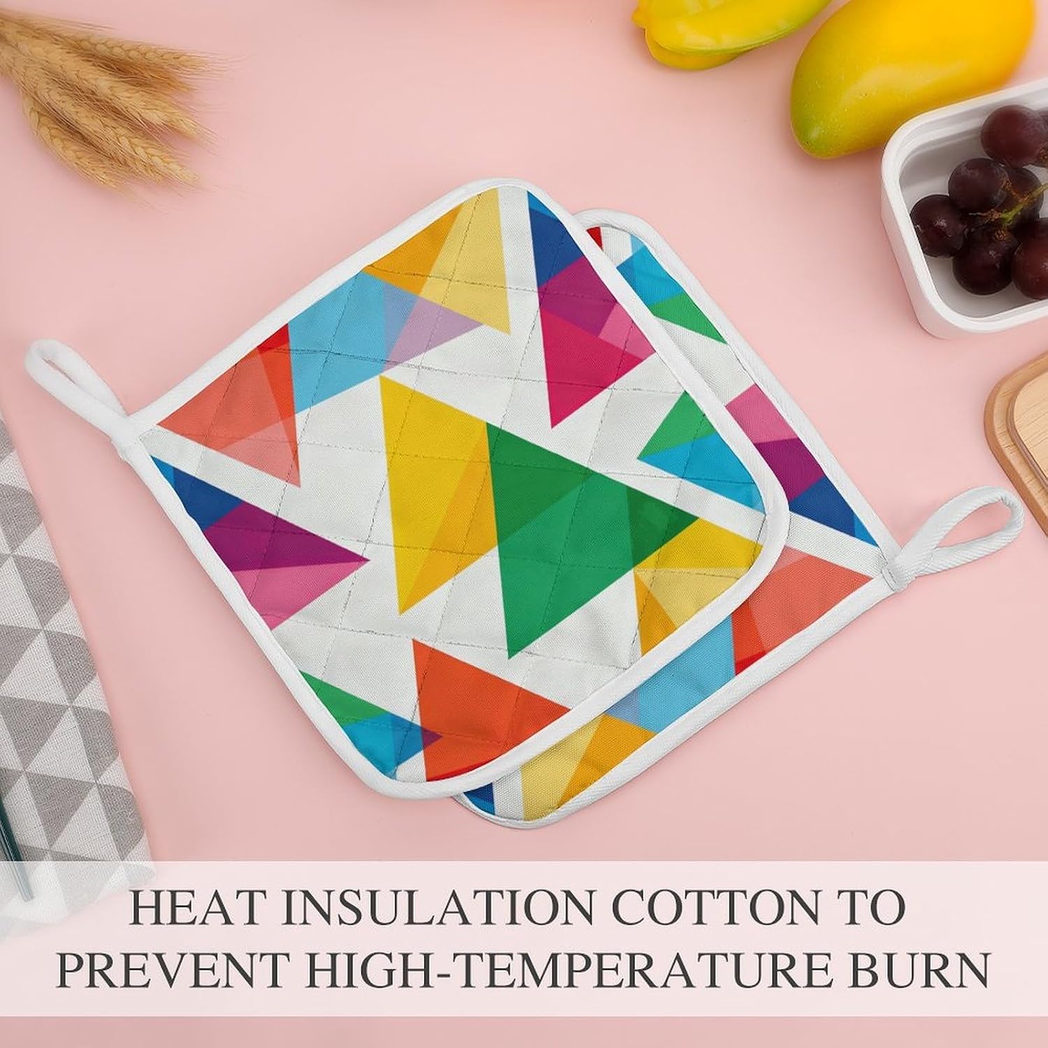 Triangle Color Polyester Heat Resistant Pot Pad Non Slip Anti Scald Hot Dish Mat Reusable Table Protector for Kitchen Hot Pot Mat Wear Resistant Heat Proof Table Pad for Countertop Dining Room