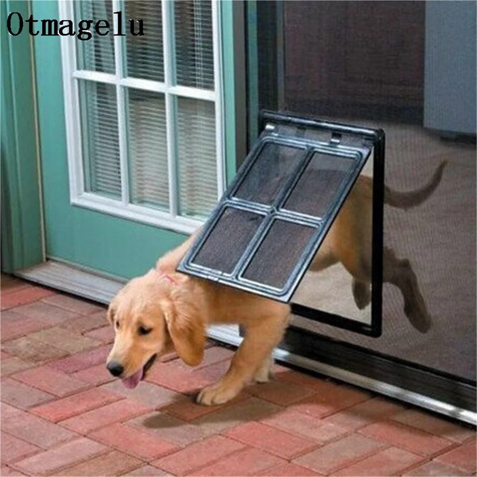 Große Tierklappe Kunststoff-Haustiertür for Hunde, Katzen und Kätzchen, for Bildschirmfenster, Sicherheitsklappe, Tor, Haustiertunnel, Hundezaun, abschließbare Tür for Zuhause(Black,S)