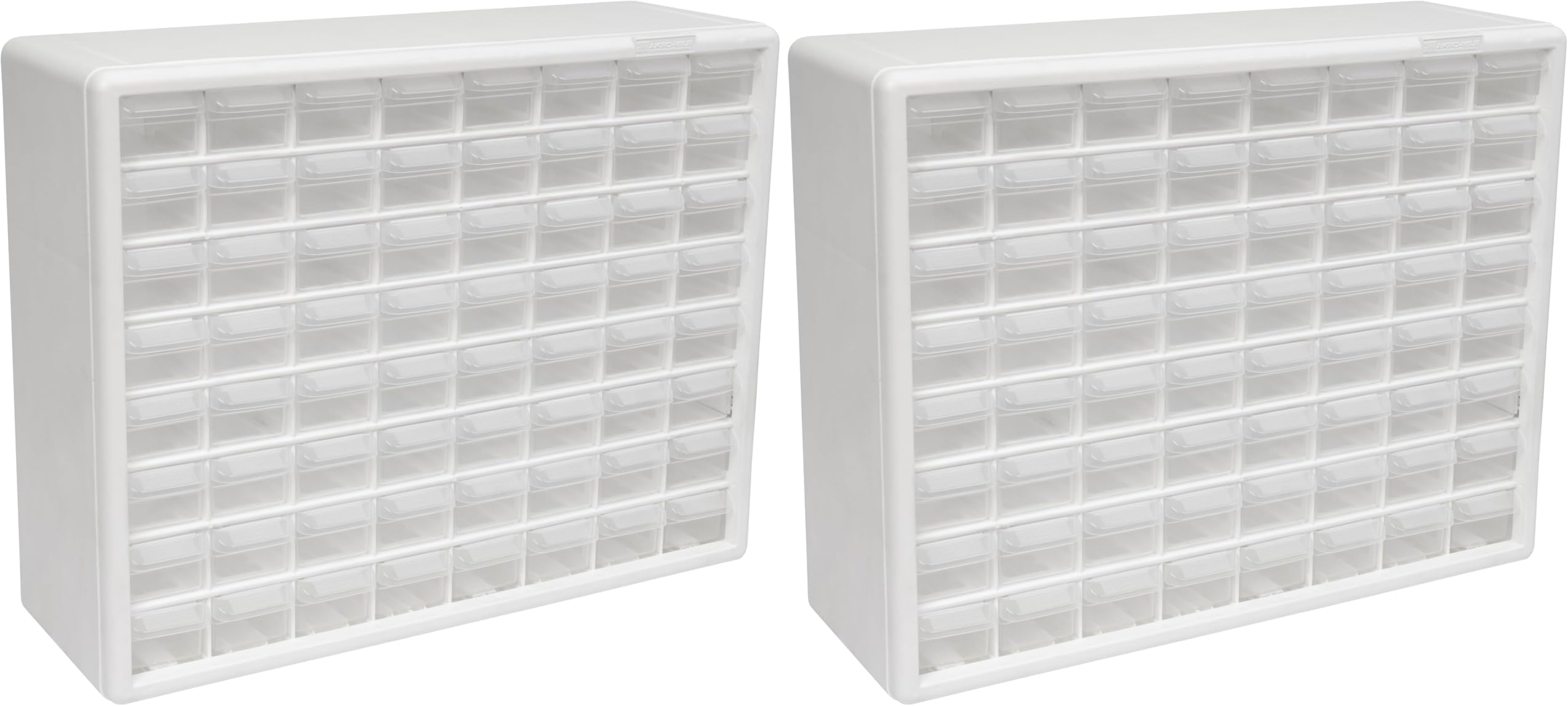 Akro-Mils 64-Drawer Plastic Drawer Storage Cabinet for Garage Organization, Bead Organizer, Building Bricks Storage, Teacher Toolbox, Makeup Organizer, 20-Inch W x 6-Inch D x 16-Inch H, 10164 White