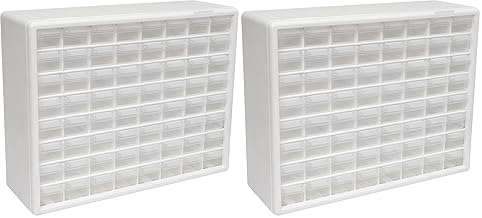 Akro-Mils 64-Drawer Plastic Drawer Storage Cabinet for Garage Organization, Bead Organizer, Building Bricks Storage, Teacher Toolbox, Makeup Organizer, 20-Inch W x 6-Inch D x 16-Inch H, 10164 White