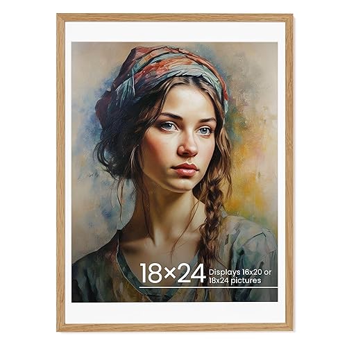 Vivelove 18x24 Oak Wood Picture Frames -18"x24" Poster Frames for Wall, 18x24 Picture Frames for Wall, 18 x 24 Picture Frames, 18x24 Poster Frame, Set of 1 - 18x24-1P - Natural Oak