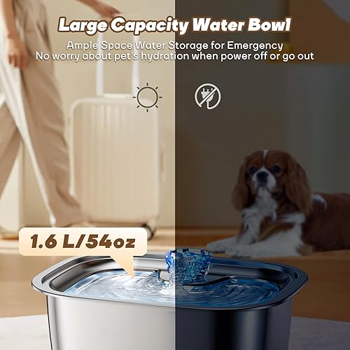 Miniatura 5 de Dog Water Fountain, 3 Gallons11L Stainless Steel Dog Water Dispenser for Pet Water Fountain with 2 Pack Vertical Filter,Large Capacity Automatic