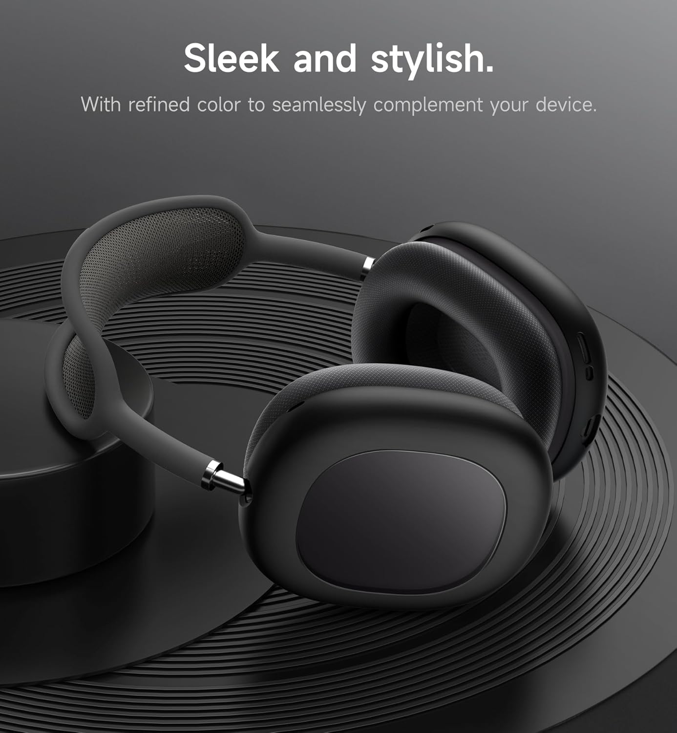 SURITCH for AirPods Max Case Cover, TPU Anti-Scratch Ear Cups Cover for AirPods Max Headphones, Rugged Shockproof Accessories Protective Cover for Apple AirPods Max - Black