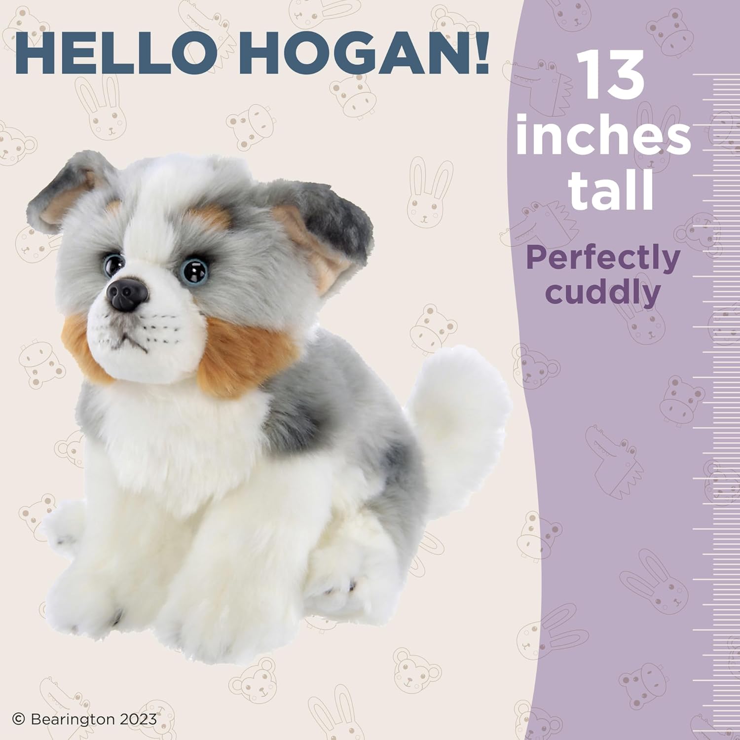 Bearington Hogan The Australian Shepherd Stuffed Animal Dog - 13" Soft Australian Shepherd Plush Toy with Fluffy Fur and Realistic Details - Adorable Cuddly Gift for Kids, Babies, and Dog Lovers