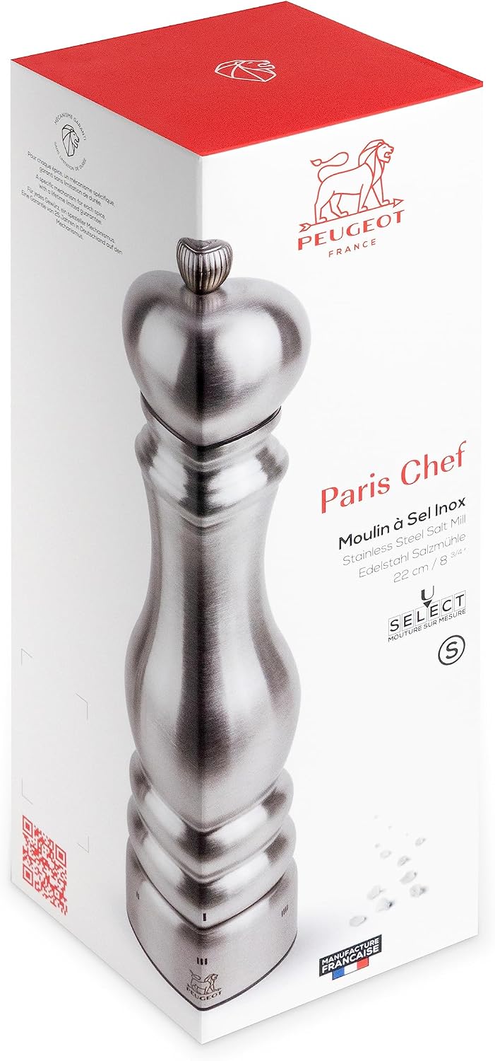 Peugeot Paris Chef u'Select Stainless Steel 22cm - 8 3/4" Salt Mill