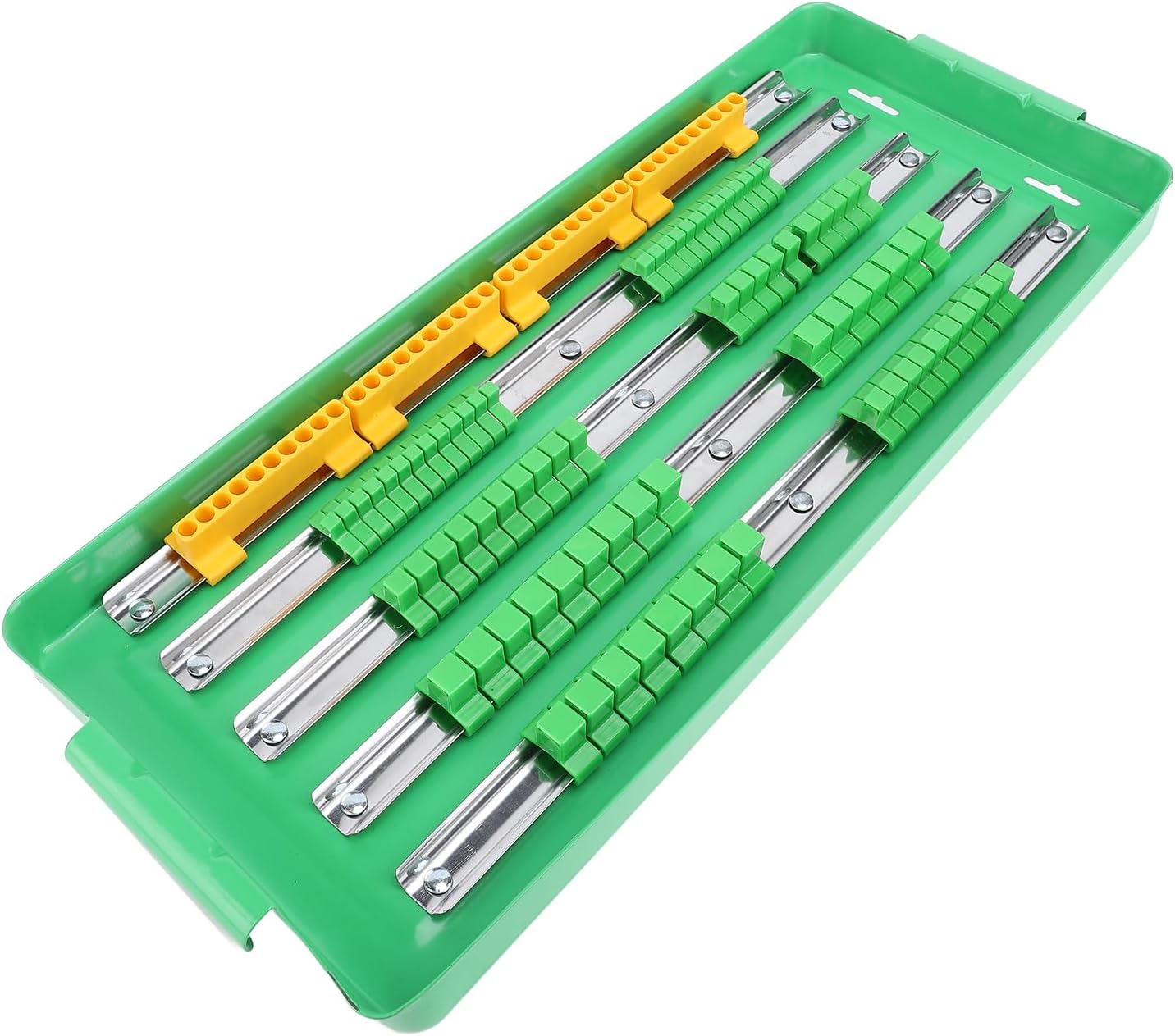 Yosoo Portable Socket Holder Versatile Socket Organizer Tray, Secure Tool Holding, Dual Bearing System, Portable Handle, Long Lasting, with Aluminum Rail, for Multi Functional Storage