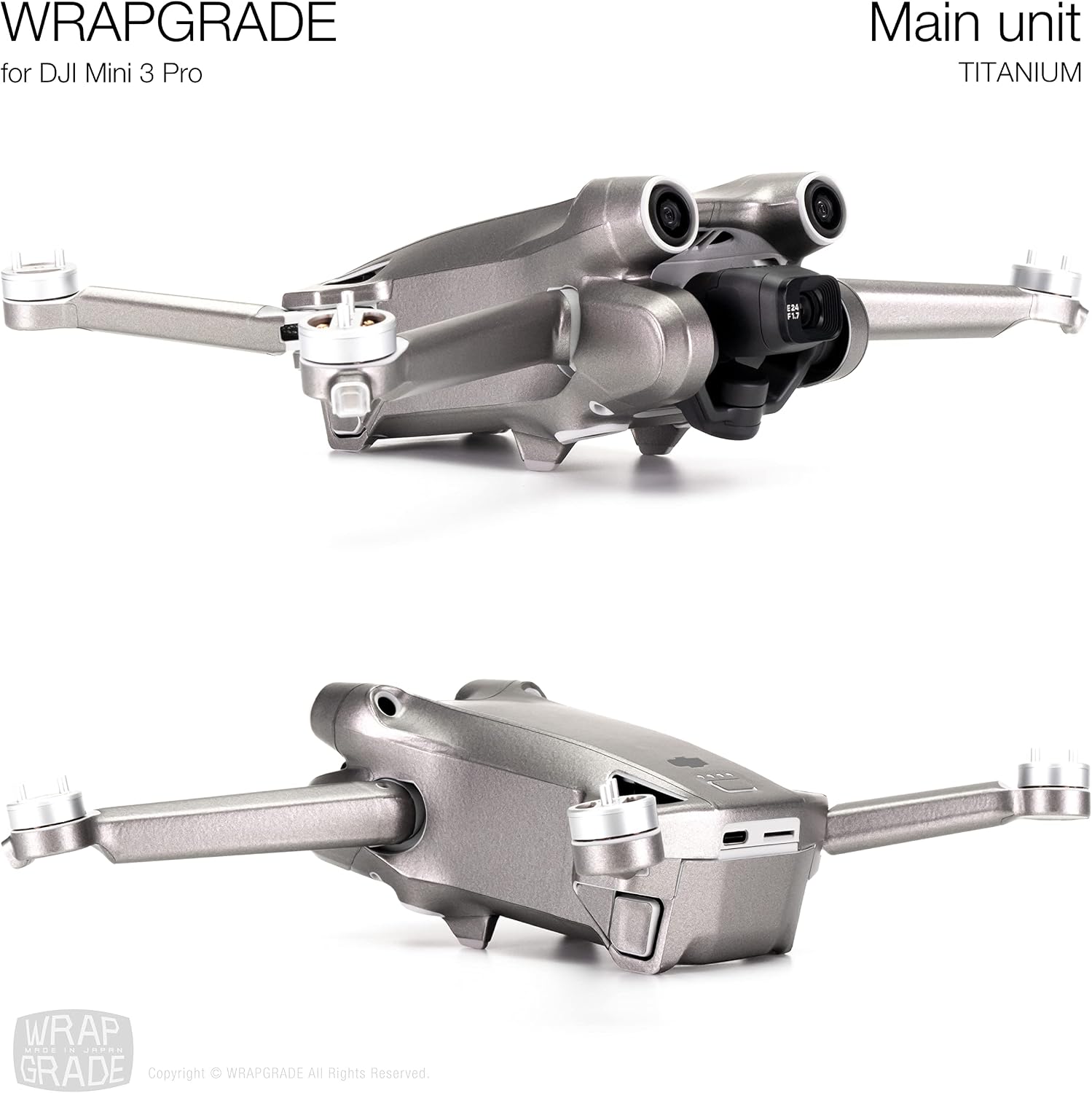 WRAPGRADE Skin Compatible with DJI Mini 3 Pro (TITANIUM) - Image 5