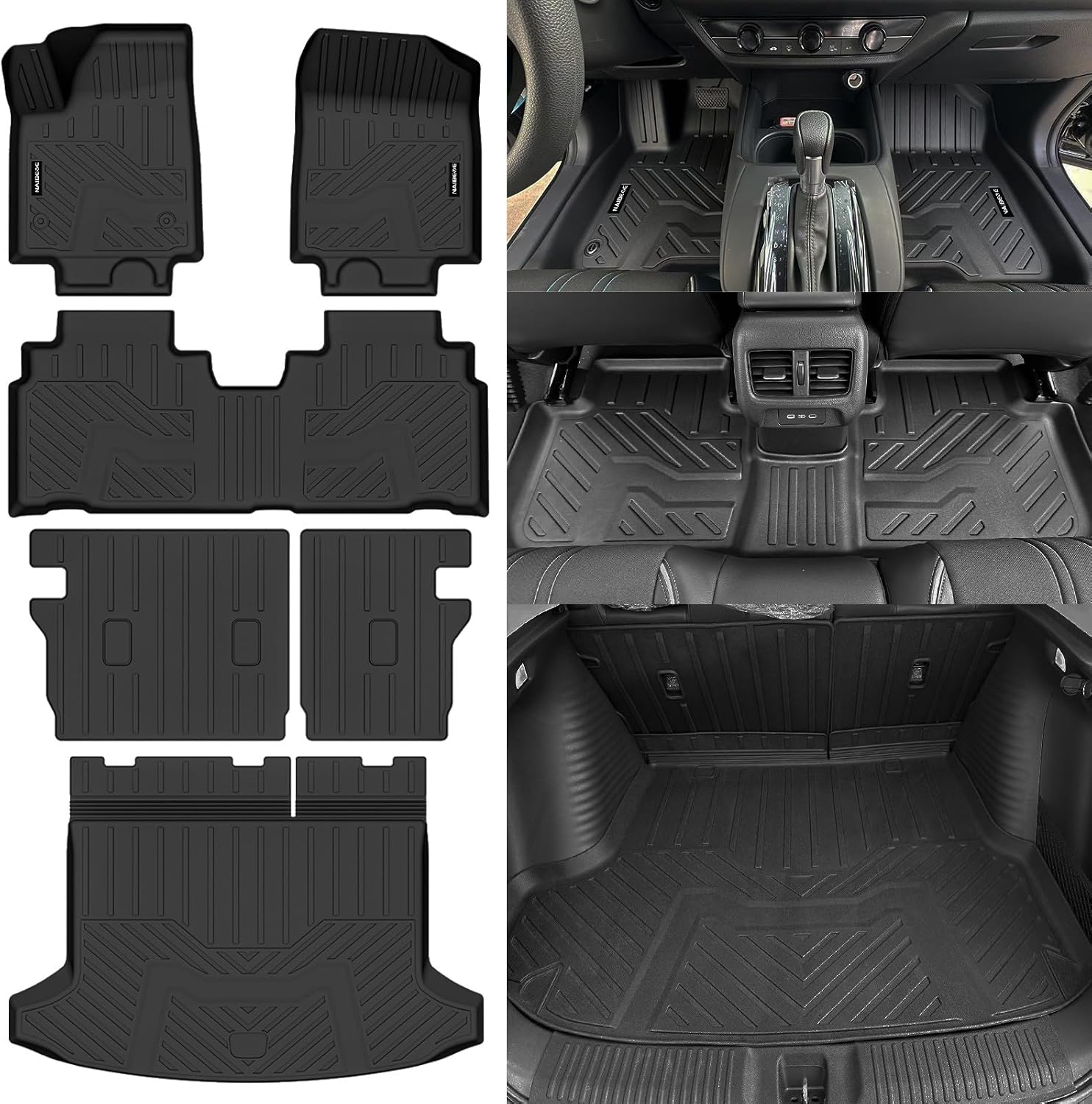 Naibeve Floor Mats for 2024 2025 2026 Honda Prologue/Chevrolet Blazer EV - All Weather for Honda Prologue Floor Mats Trunk mat Backrest Mats Interior Accessories