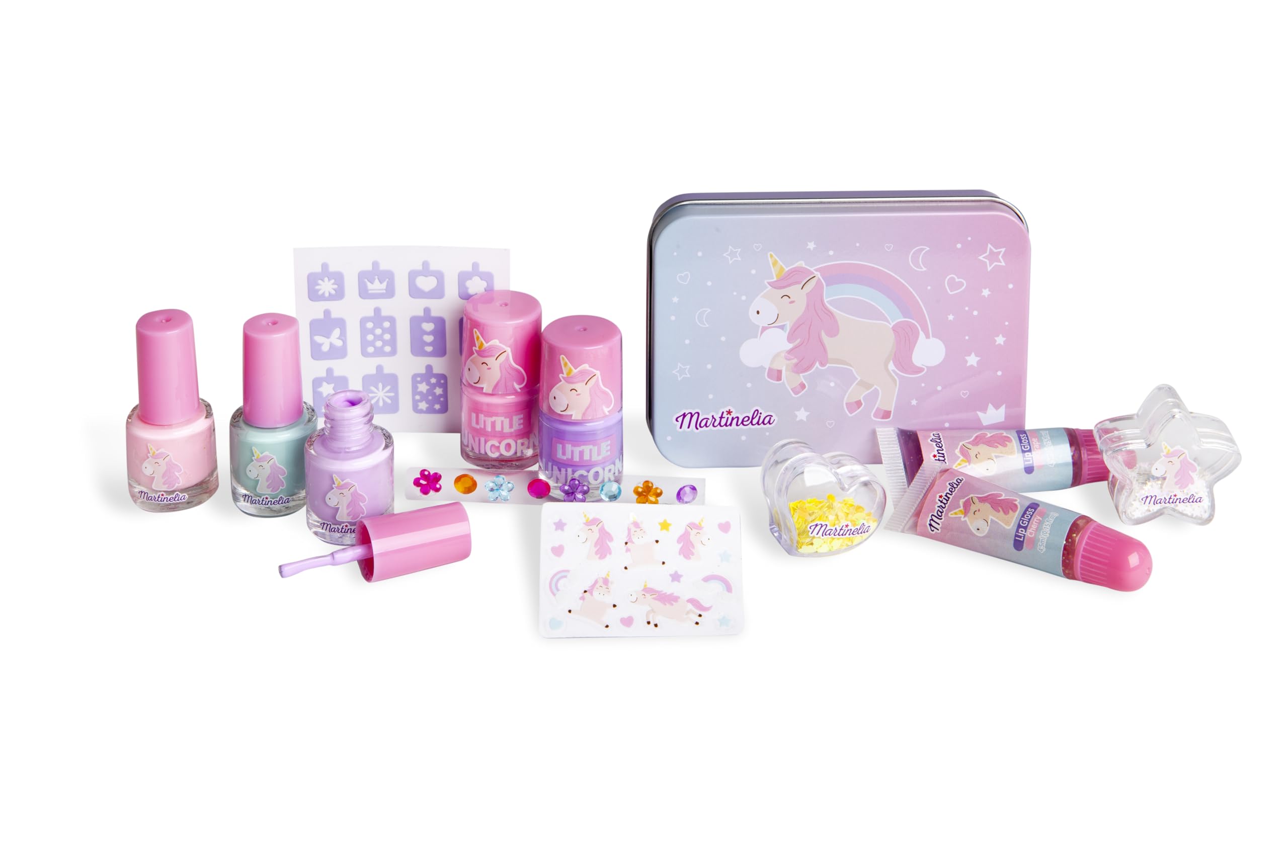MARTINELIA Kit De Manicura Infantil – 4 Esmaltes De Uñas A Base De Agua + Anillos A Juego – Sin Tóxicos – Fácil De Aplicar Y Quitar – Regalo De Cumpleaños Para Niñas