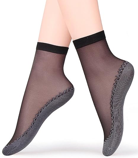 PINKIT Women's Silk Stockings Ultra Thin Sole Short Ankle Socks PACK of 4
