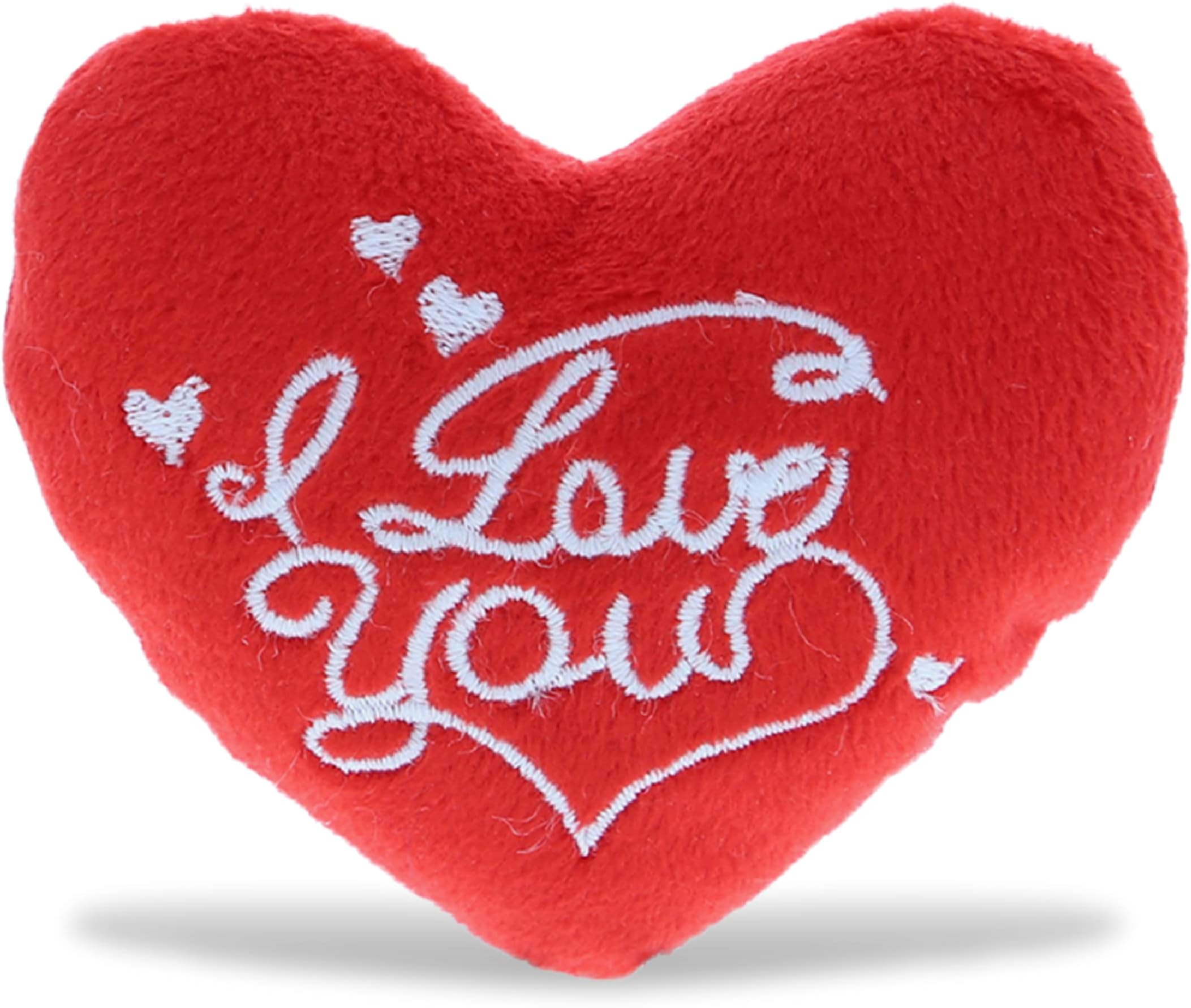 DolliBu I Love You Red Heart Plush - Mini Stuffed Toy, Special Anniversary Valentine's Day Accent, Cute Small Shaped Decor, Romantic Stuffed Animals - 3 Inches