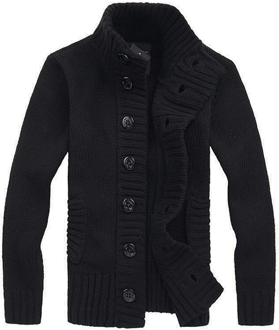 Cardigan Men's Sweater Fashion Knitted Stand Collar Sweater Men Solid