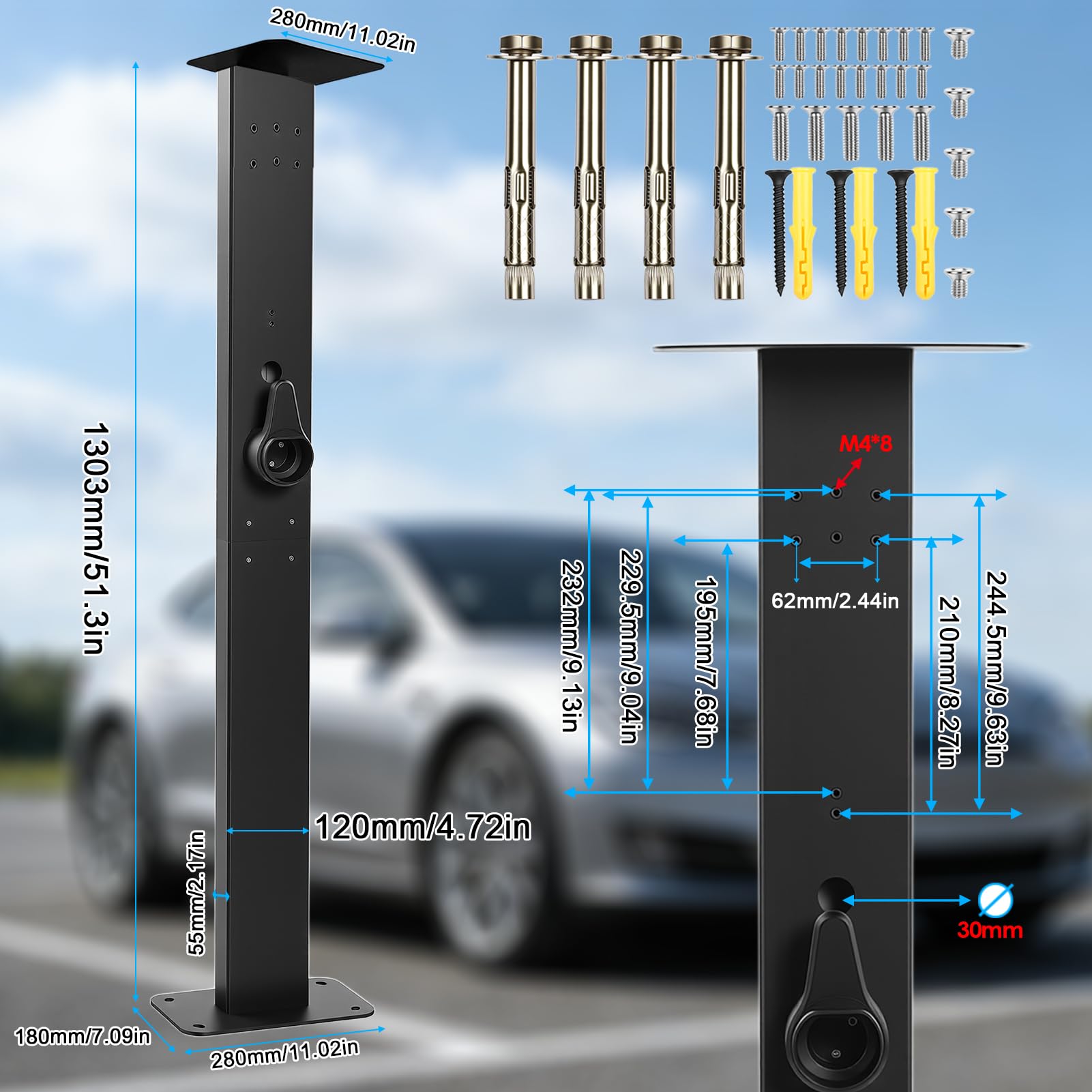 Wallbox - Soporte de aleación de aluminio para pared, soporte de montaje independiente para cajas de pared, soporte resistente a la intemperie con gestión de cables, sin función eléctrica