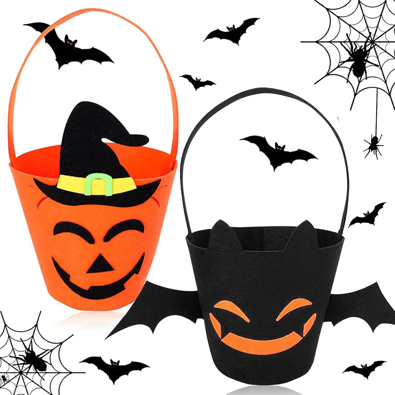 2 Pcs Halloween Trick or Treat Bags Candy Bags Pumpkin Bat