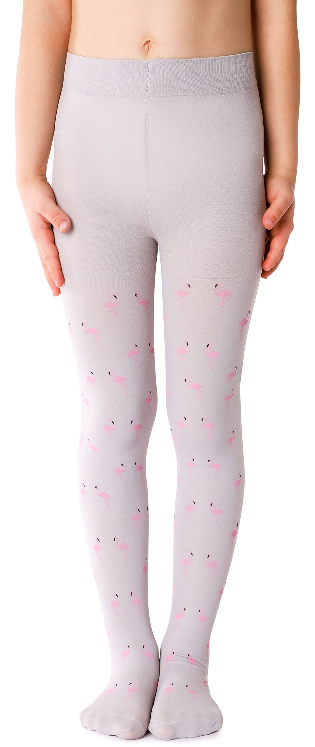 NOQ Children Thin Tights with Beautiful Print Girls Patterned Pantyhose 40 DEN School Dance Ceremony Casual, Figo Breeze 6-7 years (116-122)