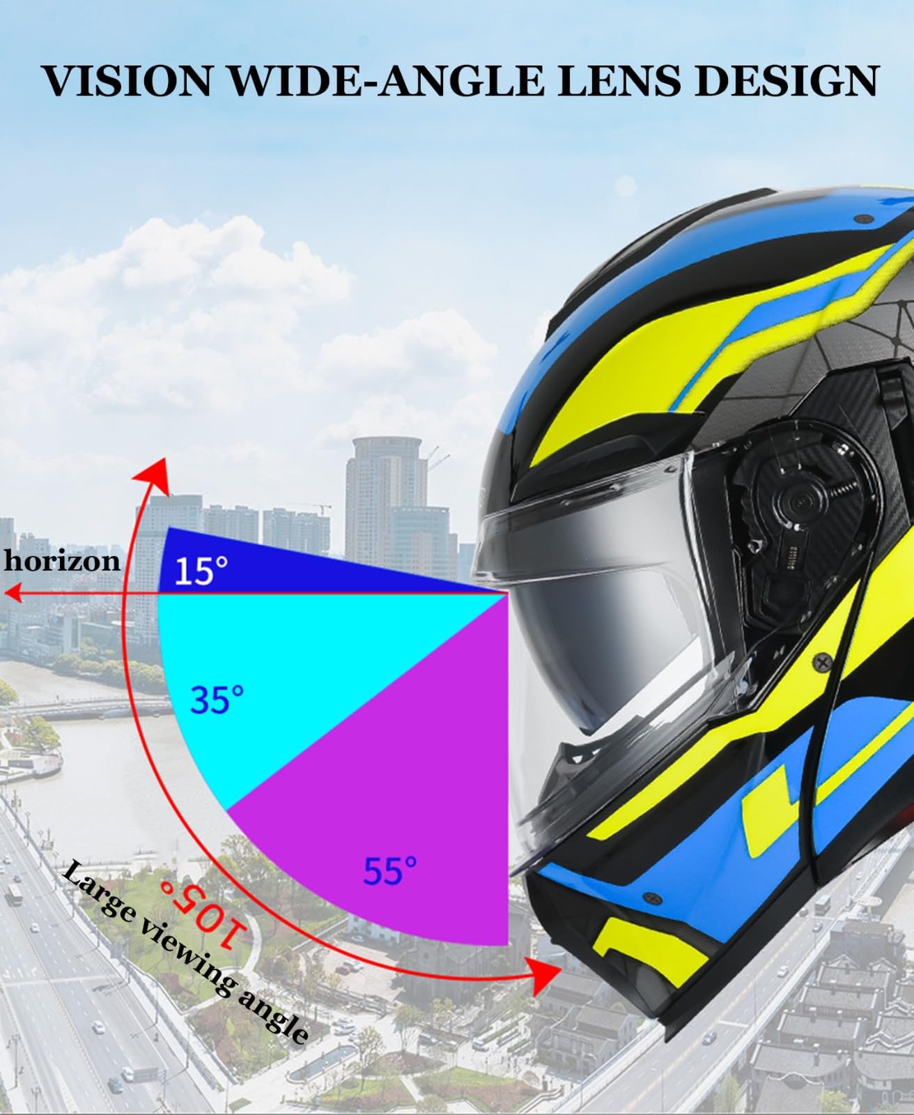 Klapphelm mit Sonnenblende Bluetooth Motorradhelm Helm Motorrad Klapphelm Motorradhelm ECE Zertifiziert Integralhelme Mit Doppelvisier Motorradhelm Klappbar Für Herren Damen