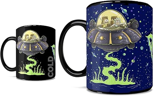 Morphing Mugs Rick and Morty - Trippy Space Cruiser - Una taza sensible al calor de 16 onzas - Imagen completa revelada cuando se agrega líquido