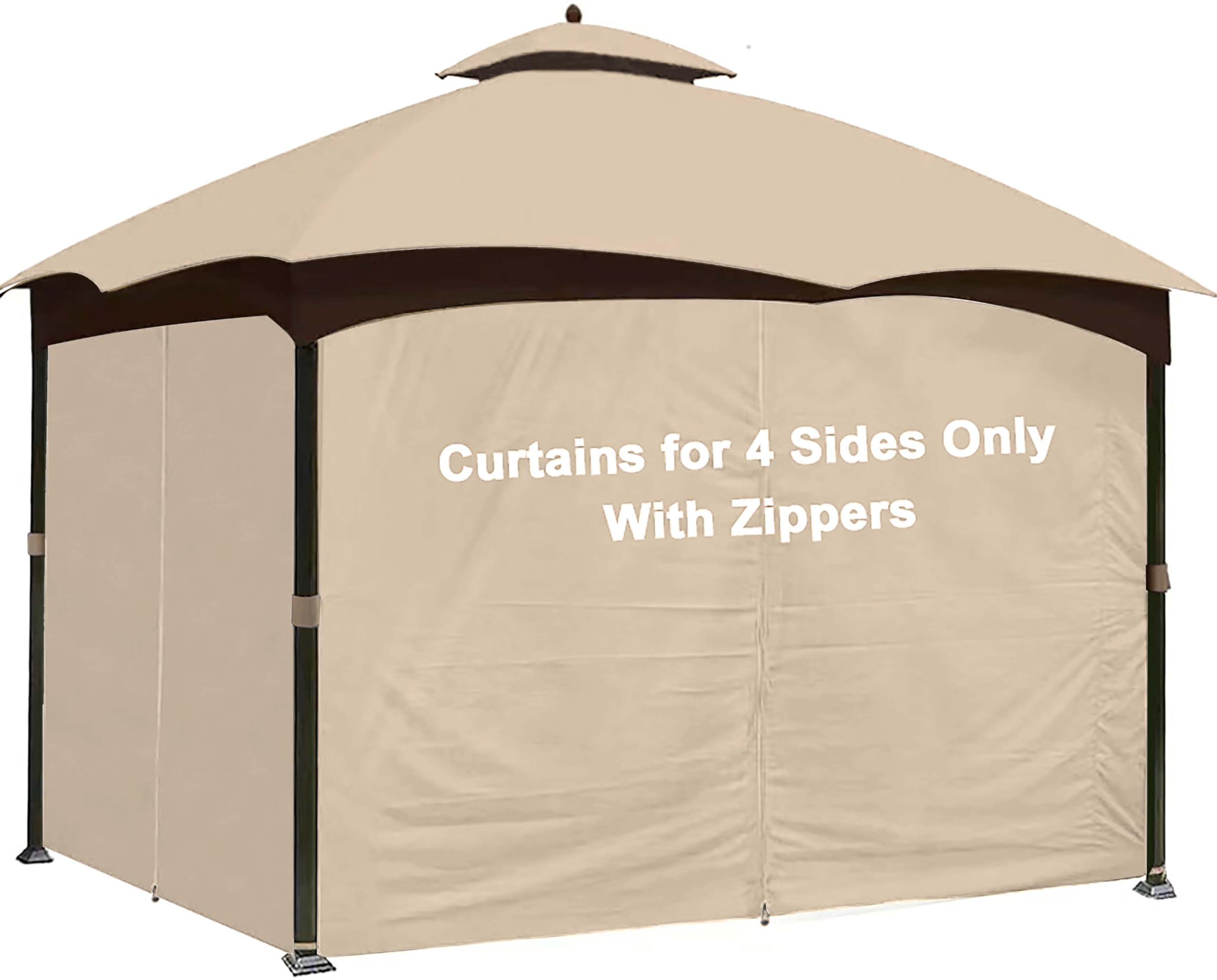 SCOCANOPYLight Beige 10' x 12' Gazebo Privacy Curtain Set for Lowe's Allen Roth 10X12 Gazebo Model #GF-12S004B-1 / GF-12S004BTO/ TPGAZ17-002