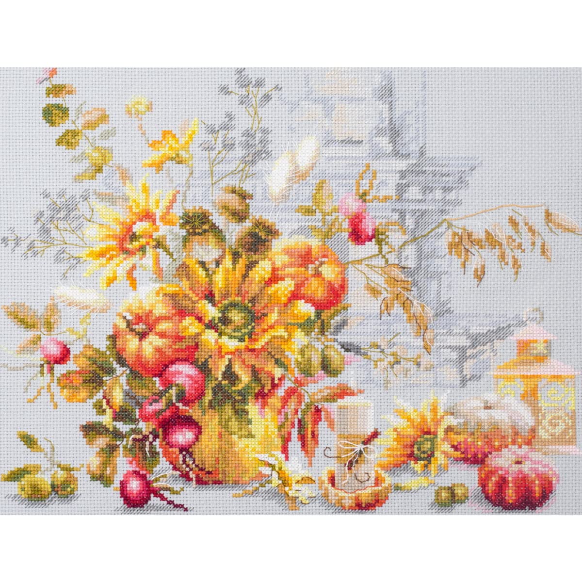 Magic Needle Kit Point De Croix Zweigart Automne 32x25cm - Broderie Comptée Coton Multicolore