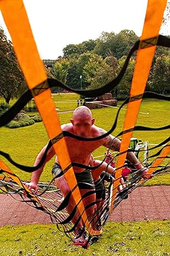 Miniatura 6 de Red de escalada de línea ninja, red de carga de escalada al aire libre, juego de columpios de escalera de escalada en la selva, gimnasio, parque