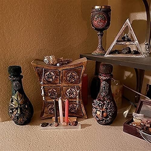 Miniatura 2 de HIIGH Botella de bruja de Greenman, polilla de la hoja de la muerte, decoración celestial, luna, boticario, frasco de poción, estatua de altar wicca