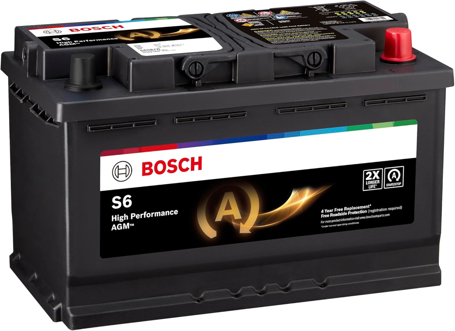 BOSCH S6587B High-Performance 12V Group 94R AGM Automotive Battery - Ideal for Vehicles with Start-Stop Technology and Regenerative Braking