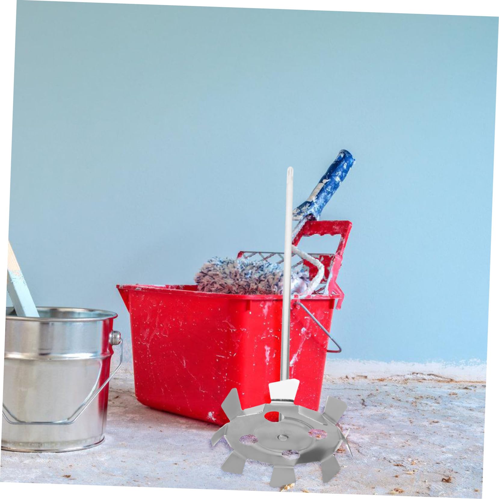POPETPOP Miscelatore per Pittura e Calcestruzzo in Ferro Zincato Argento, Testa per Trapano Elettrico Adatta a Progetti di Ristrutturazione Casa, Miscelazione Rapida ed Efficiente