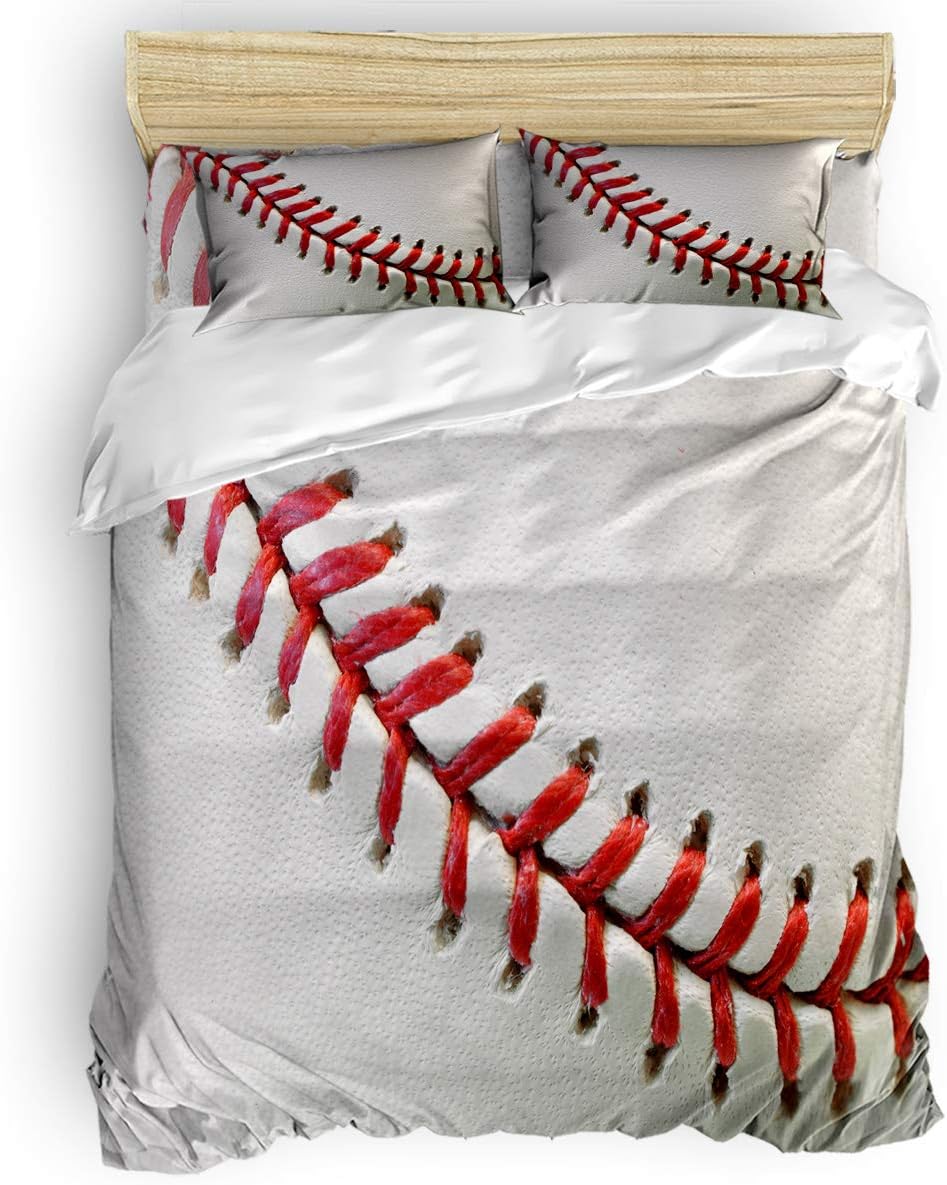 Buy 1 get 1 🔥 Home Collection dh Luxury Bed Sheet Sets Duvet Cover Set for Kids Adults,3D Baseball Printing Super Soft Bedding Set,Include 1 Flat Sheet 1 Comforter Cover and 2 Pillow Cases King