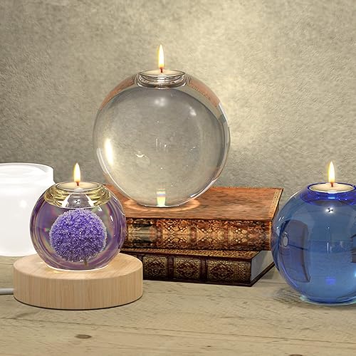 Miniatura 3 de Actvty Portavelas Tealight moldes de resina 2 piezas de esfera moldes de resina epoxi para mesa de centro de mesa de comedor decoraciones de boda