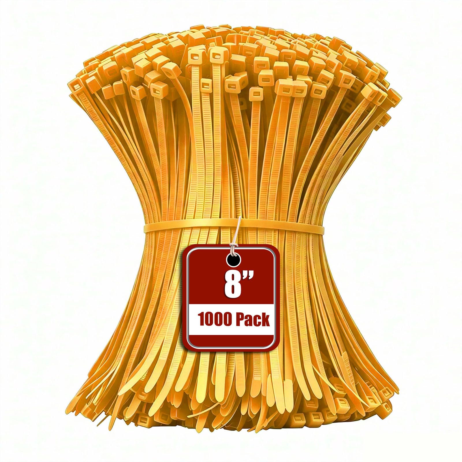 Armpow 8 Inch Gold Zip Tie 1000 PCS, 40 Lbs - Small to Medium Zip Tie, Nylon PA66 UV Resistant Cable Tie Heavy Duty for Indoor and Outdoor Use - Ideal for bundling and securing objects