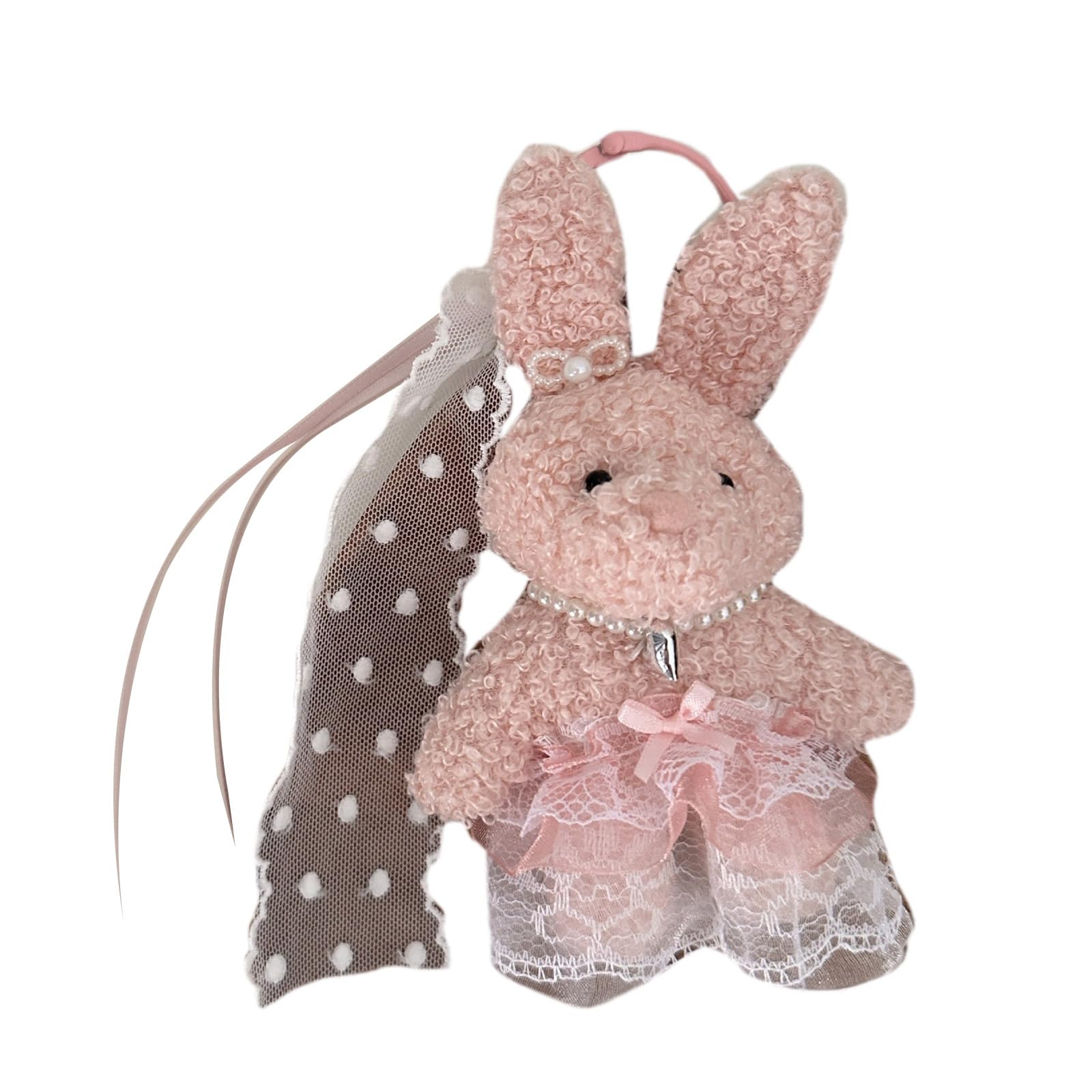 Xinsheinelry Delicate Plush Keychain Lace Bear Phone Charm Unique Keyring Bag Pendant Accessory for Car Purse Wallet Backpack Bag Pendant