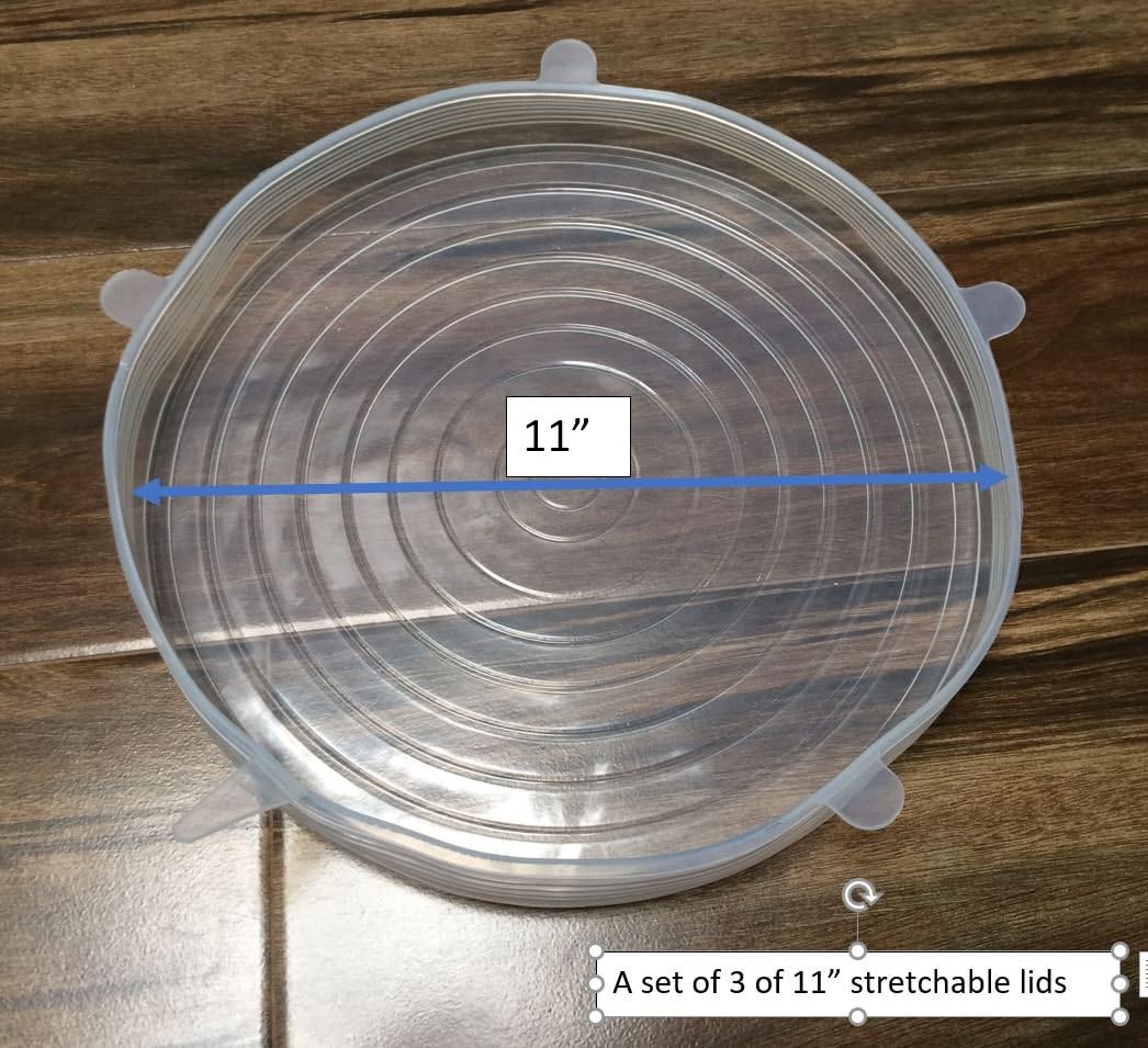 Mittelain Silicone Stretch Lids, 11" (28cm) in Diameter - 3 pack