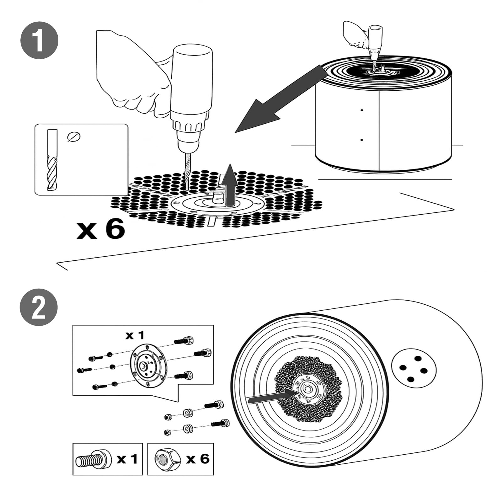 SPARES2GO Kit de Eje de Tambor Remachado compatible con Indesit Secadora
