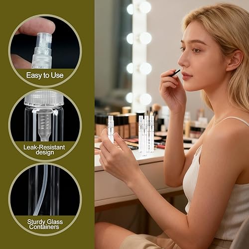 Miniatura 3 de 500 unidades de 0.3 fl oz mini botellas de aerosol portátiles de perfume recargable, recipiente dispensador de vidrio transparente rociador de