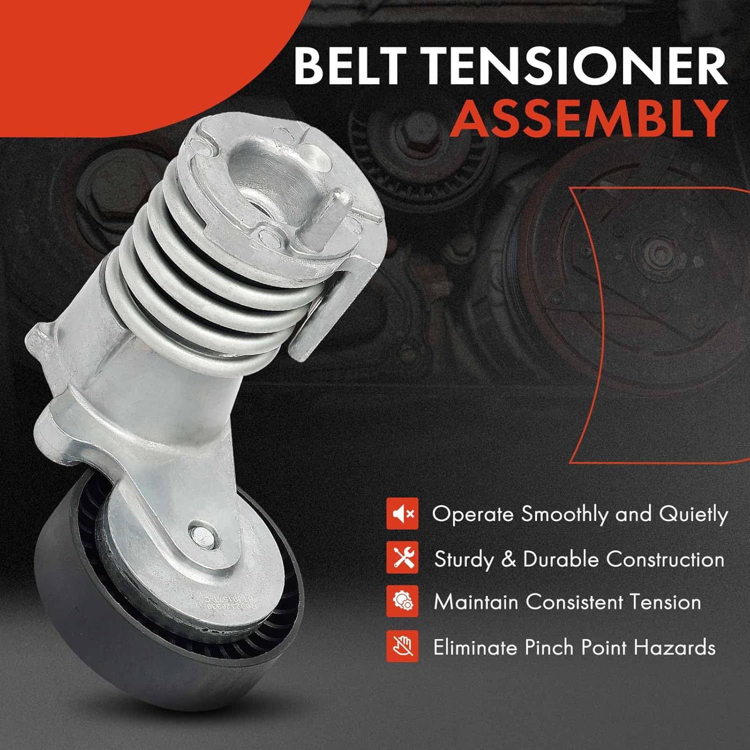 A-Premium Belt Tensioner Assembly with Pulley, Alternator, Compatible with Volvo C70 2006-2008 2012, C30 2007-2010, S40 2004-2012, V50 2005-2011, Replace# 534003010, 1374425