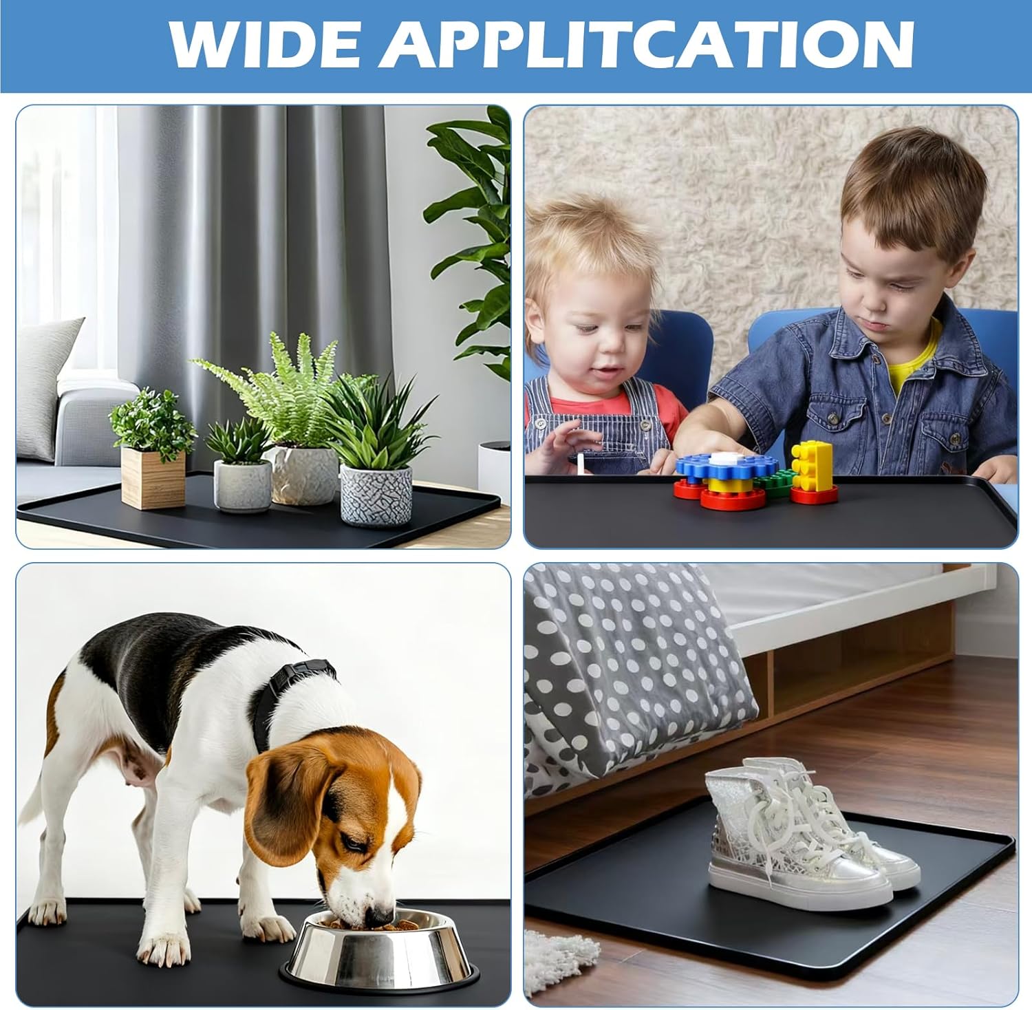 2 Pcs Washer And Dryer Topper Protector Silicone Mat 24"X24" Waterproof Washing Machine Top Cover with Raised Edges Non-Slip Laundry Countertop for Washer Dryer, Black