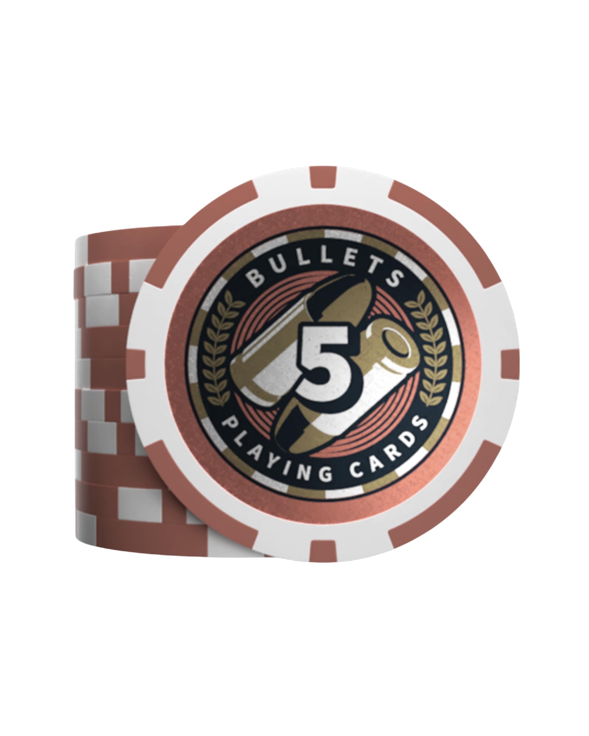 Bullets Playing Cards, Plastic Poker Chips, Christopher with Values, Pack of 25 (Red (5))