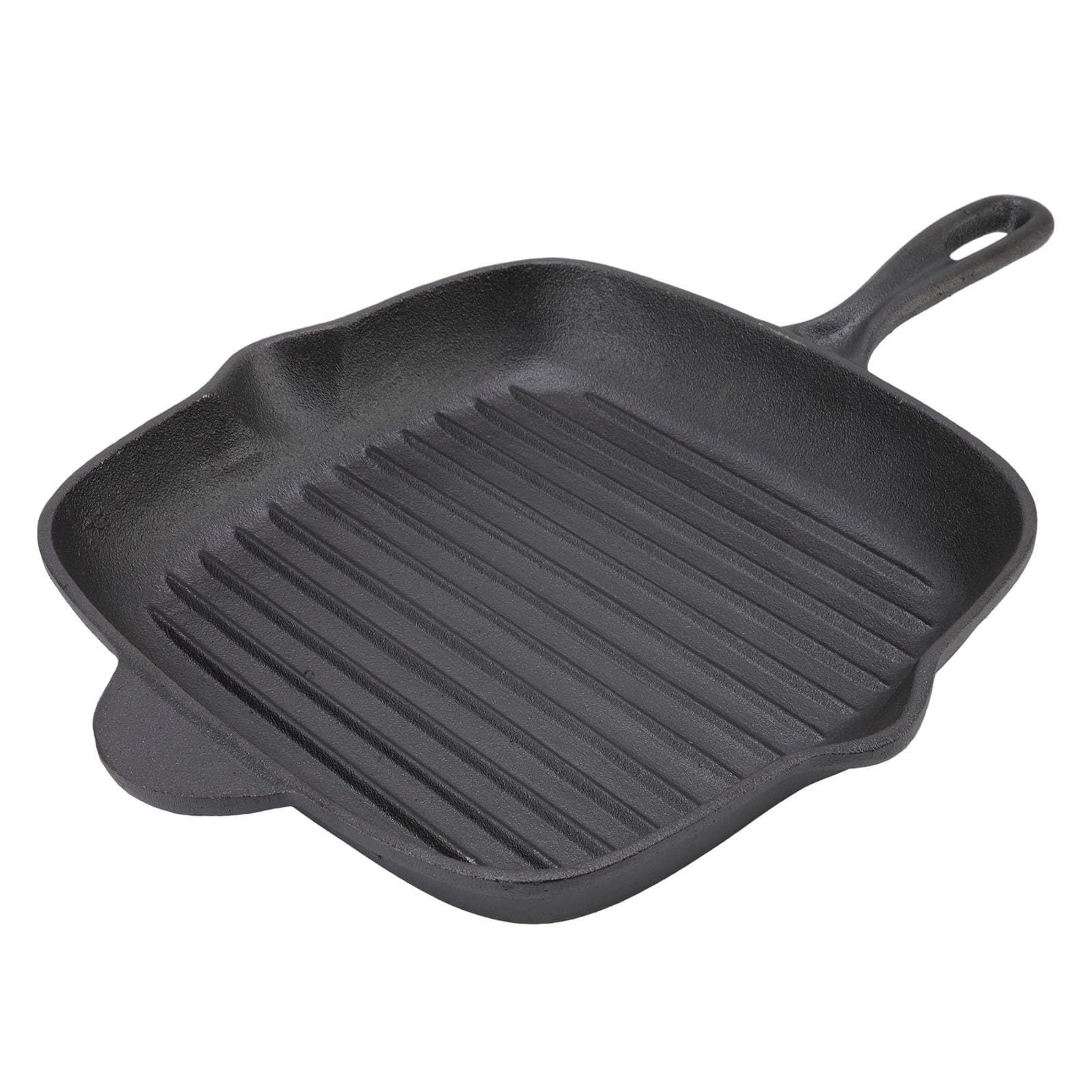 Yosoo Health Gear Sartén para Parrilla de Hierro Fundido, Sartén para Bistec Cuadrada Grande con Boquillas Dobles, Crestas para Parrilla con Calor Uniforme para Tocino, Filete, Cebolla, Cocina (26CM)