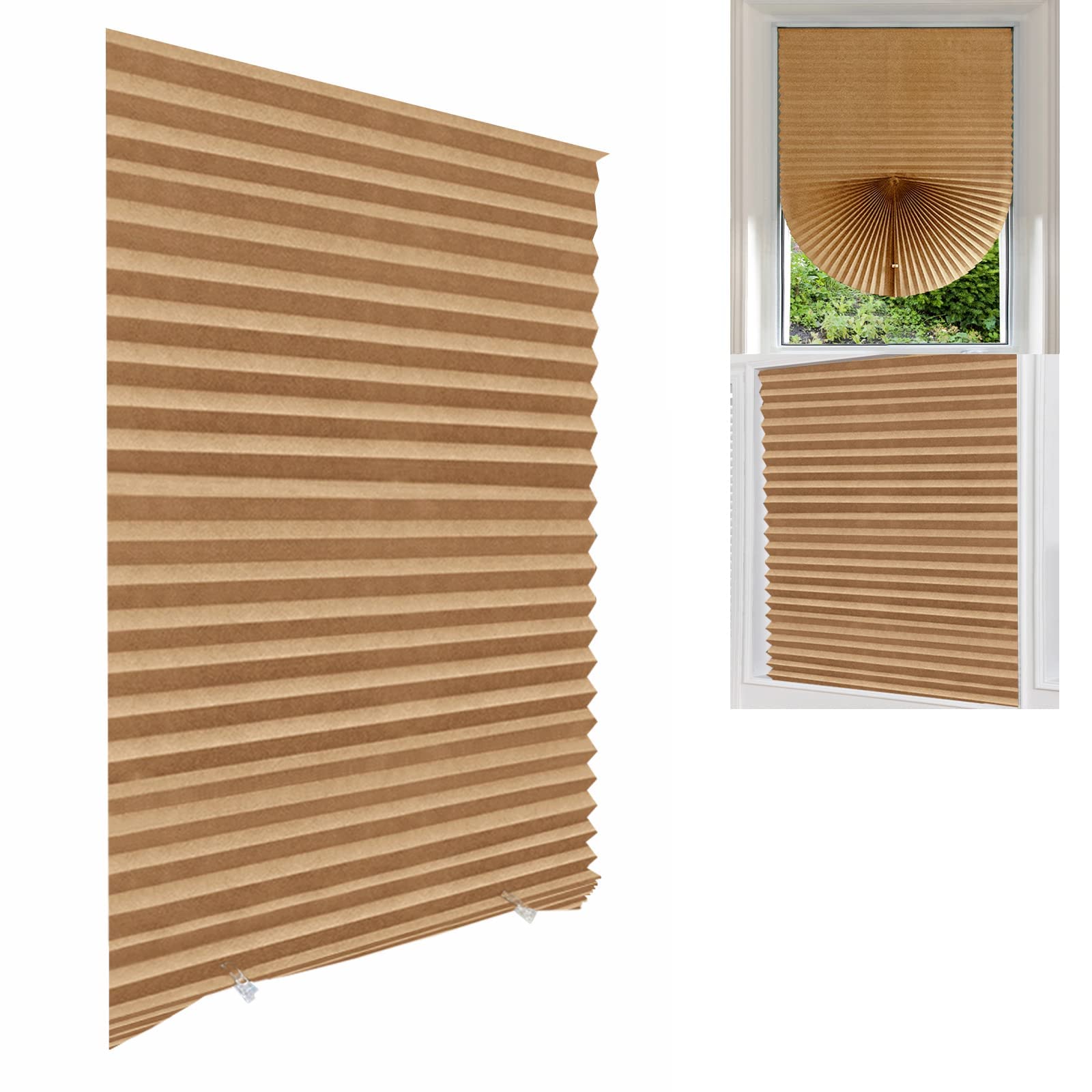 90cm x 150cm Blinds for Windows Without Drill, Cut to Size Clip On Stick On Self Adhesive Temporary Blinds Pleated Paper Blind for Windows Doors Shades for Home Bedroom Kitchen Bathroom, Beige-picture-14