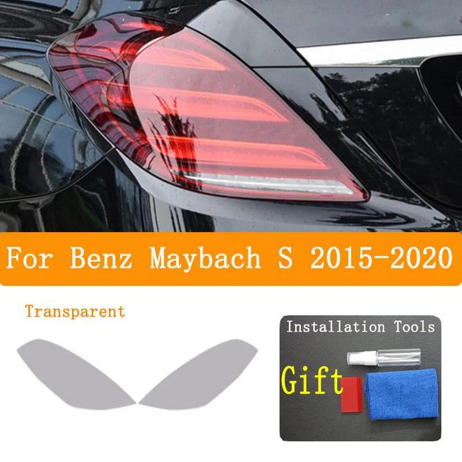 Reflektor samochodowy tylne światło folia ochronna reflektor winyl renowacja przezroczysta czarna naklejka na światło, do Benz Maybach S 2015-2020