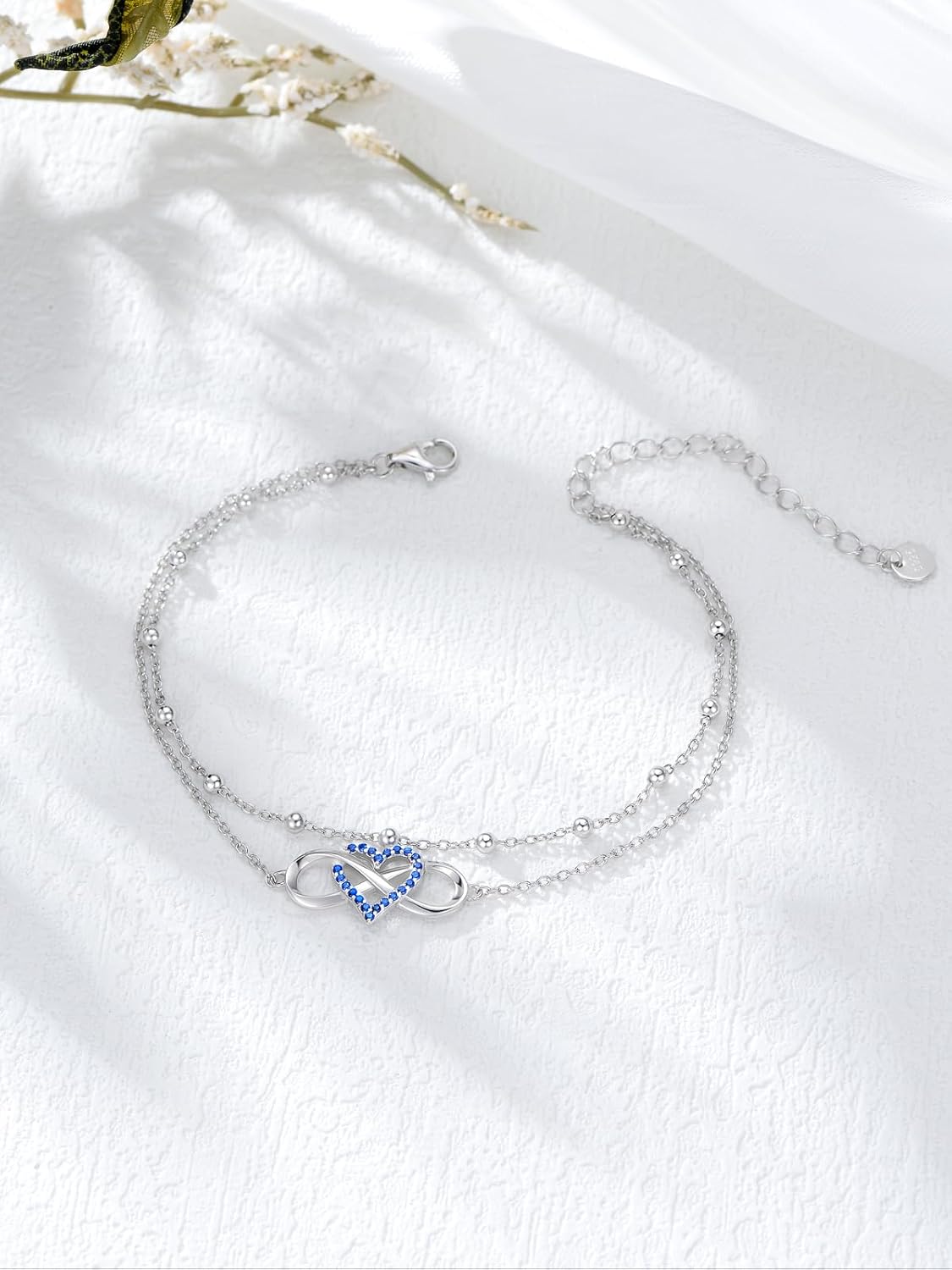 Dorunmo 925 Sterling Silver Infinity Heart Cross Circle Evil Eye Anklet Bracelets for Women Mother's Day Jewelry for Wife Girlfriend Mom Her - Image 6