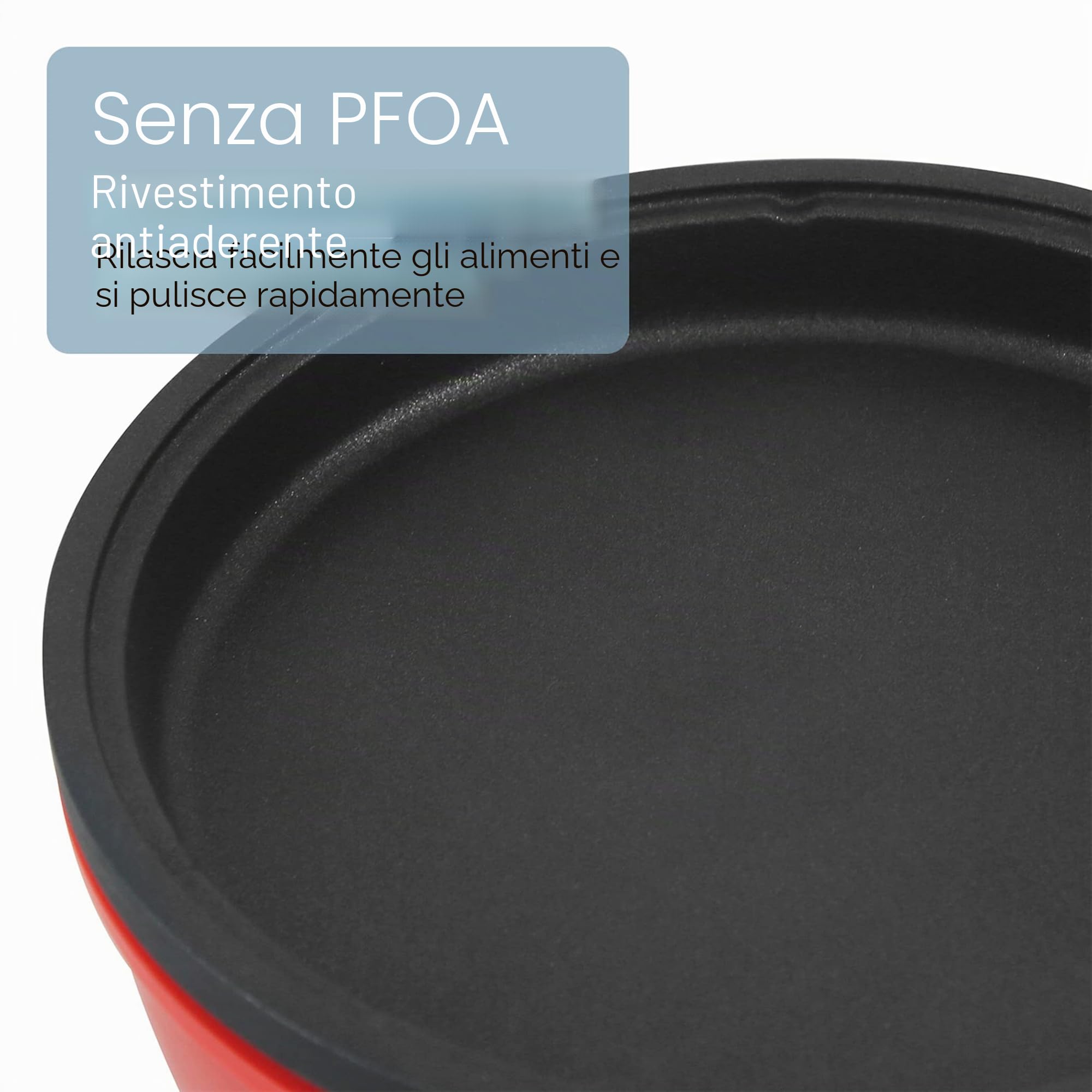 Elite Gourmet EGL-6101 padella personale riscaldamento rapido 650 Watt padella elettrica antiaderente con coperchio in vetro temperato, rosso